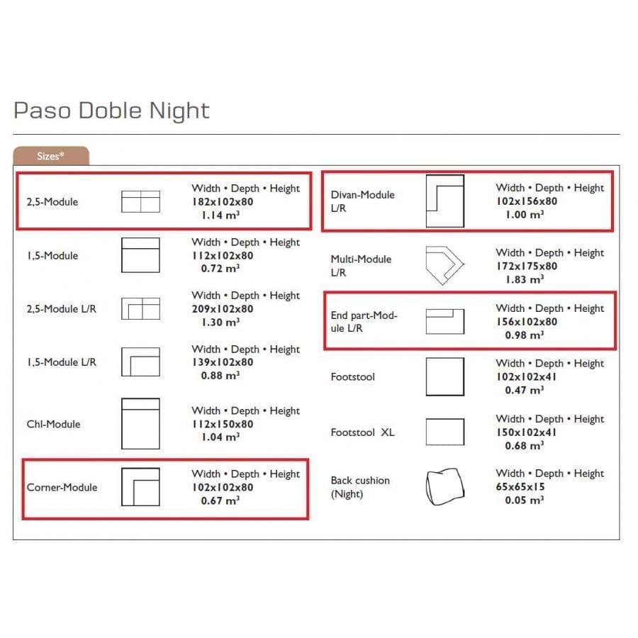 PASO DOBLE NIGHT 5/6 személyes moduláris sarokkanapé pihenőrésszel-24258