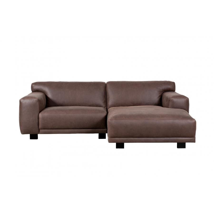 TREVI Modular leather sofa with chaise longue-0