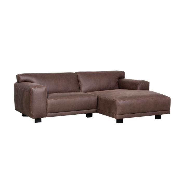 TREVI Modular leather sofa with chaise longue-24311