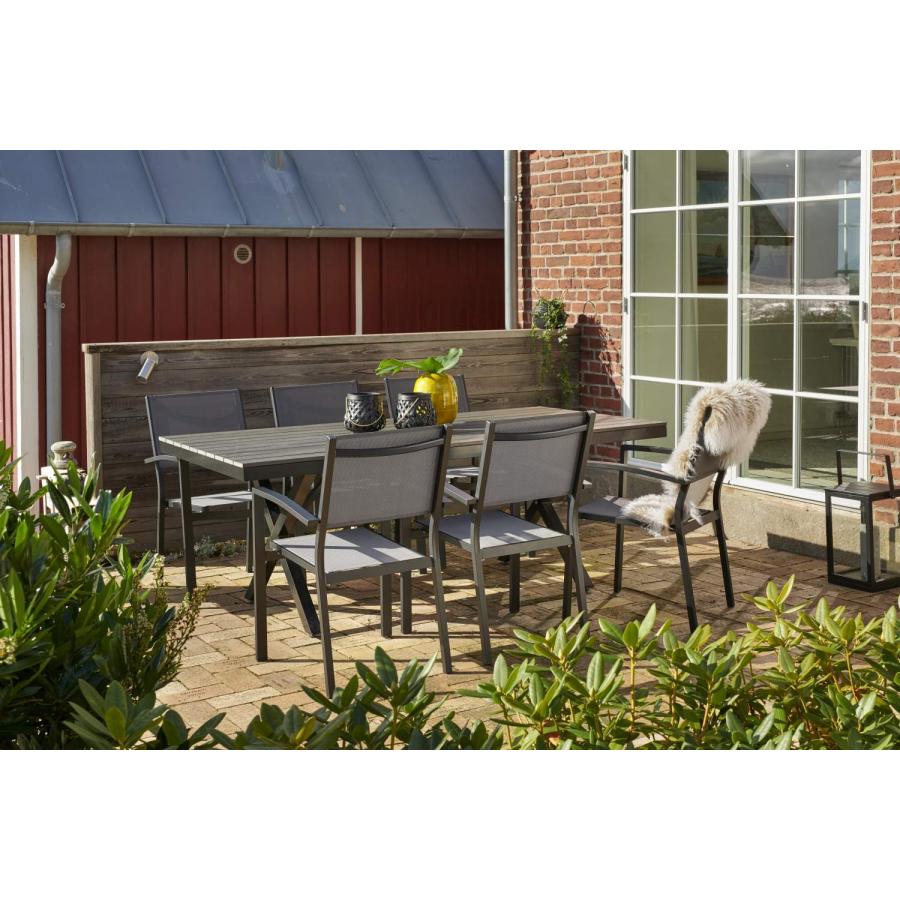 brafab leone outdoor dining table and chairs black/kültéri étkezőasztal és székek fekete