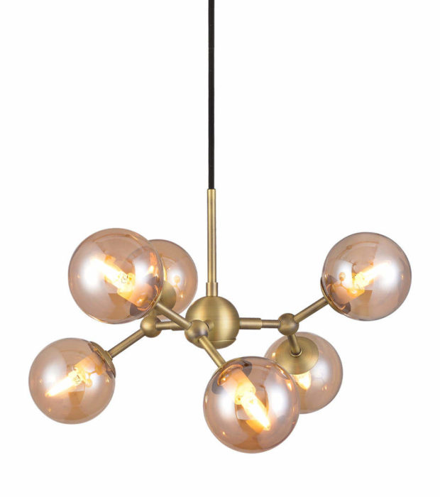 Halo-Design-Atom-chandelier-brass-amber-Ø45-fuggolampa-sargarez-gyomber-45-cm