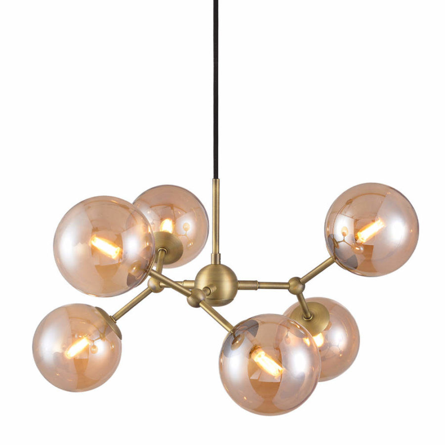 Halo-Design-Atom-chandelier-brass-amber-O57-fuggolampa-sargarez-gyomber-57-cm