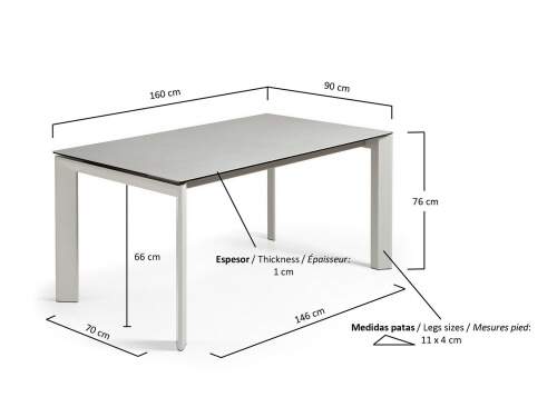 Axis extendable table grey leg // Axis bővíthető asztal szürke láb