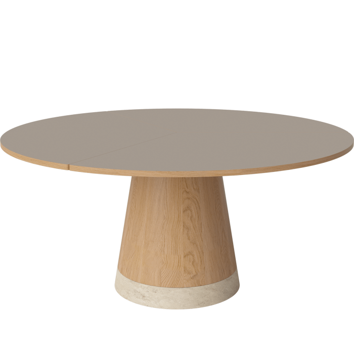 bolia-Piro-Dining-Table-O160-cm-Grey-Brown-Fenix-laminate_Oiled-oak-Veneer_Sand-travertine-kerek-etkezoasztal-tolgy-laminalt